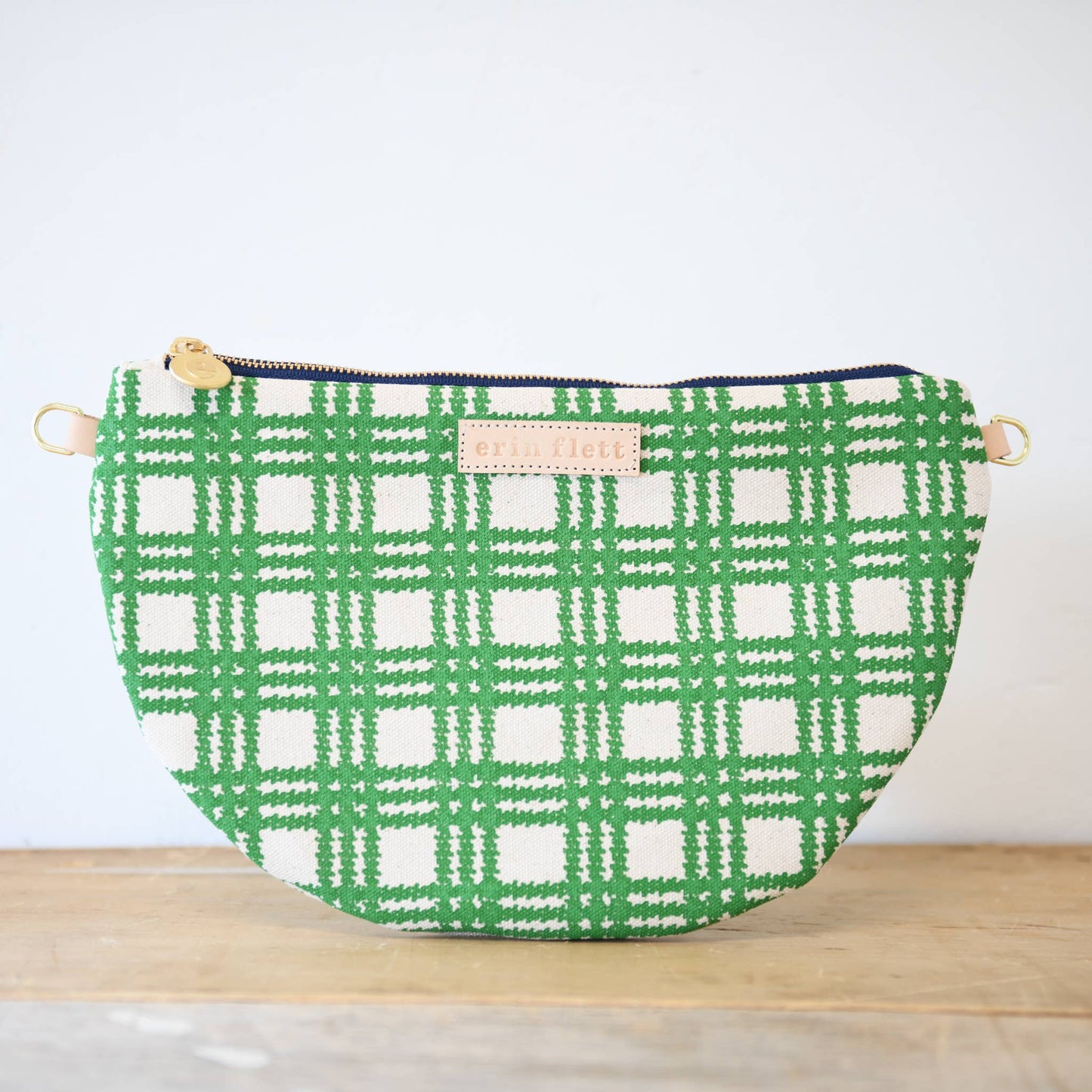 Green Plaid Half Moon Clutch