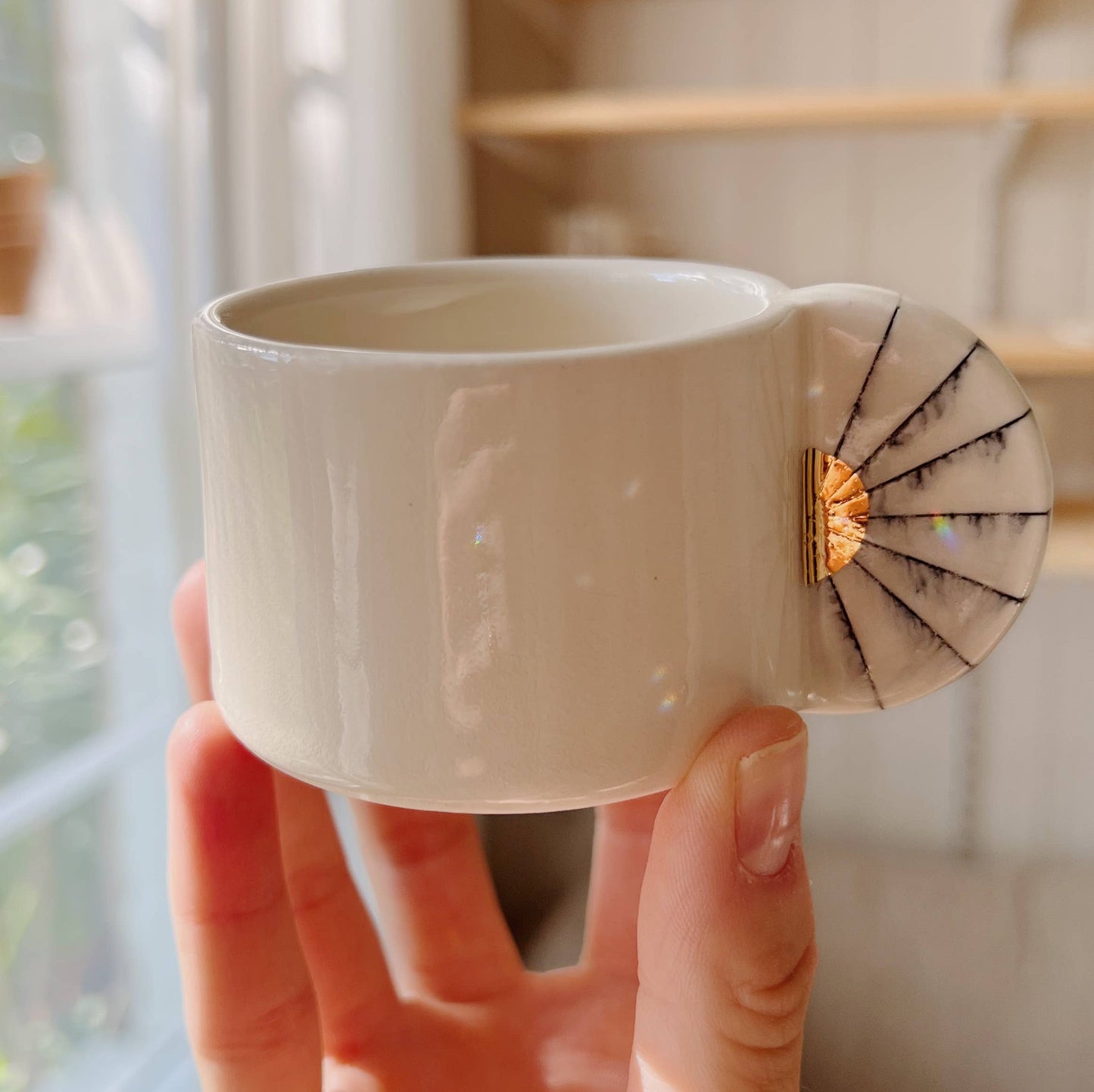 Porcelain Espresso Cup with Sun Handle