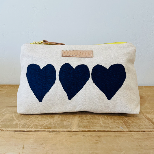 Navy Heart Pouch