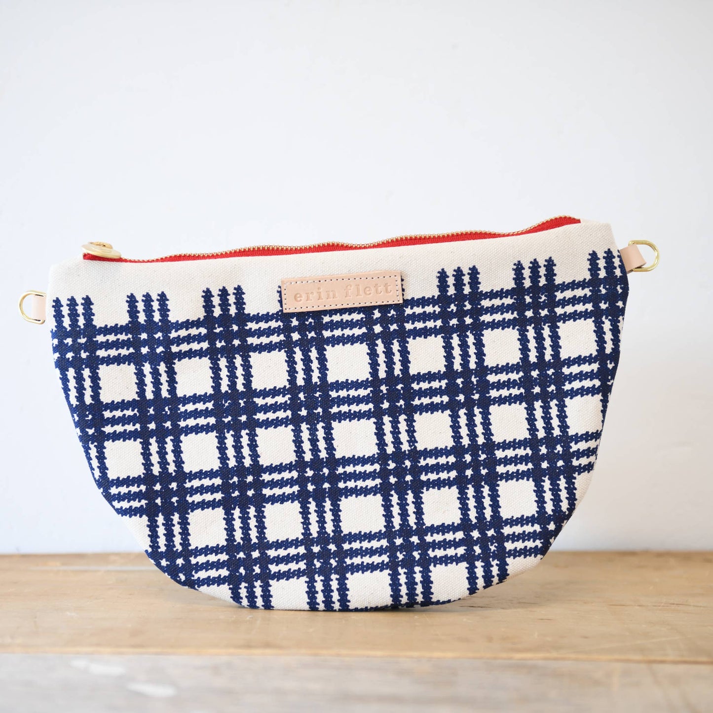 Plaid Half Moon Clutch