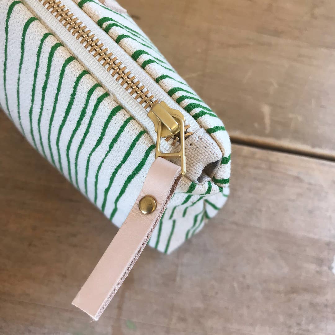 Green Skinny Stripe Makeup Bag or Clutch