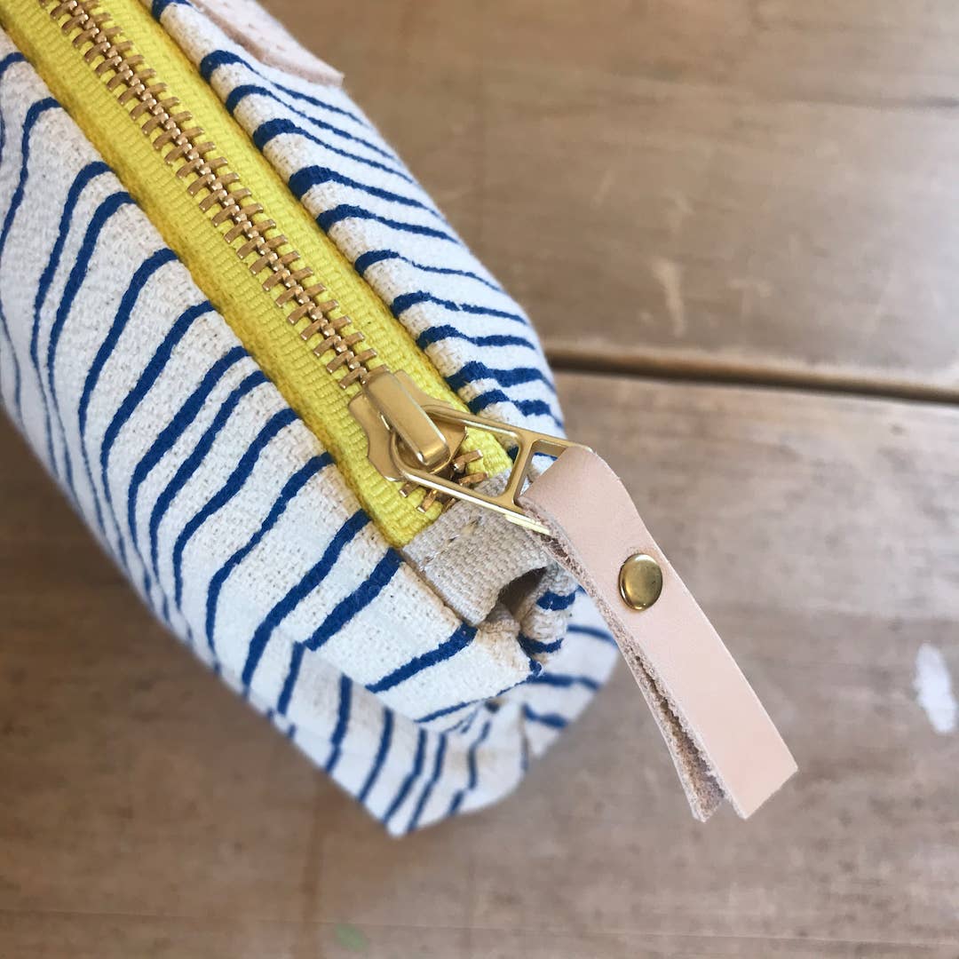 Royal Blue Skinny Stripe Makeup Bag or Clutch