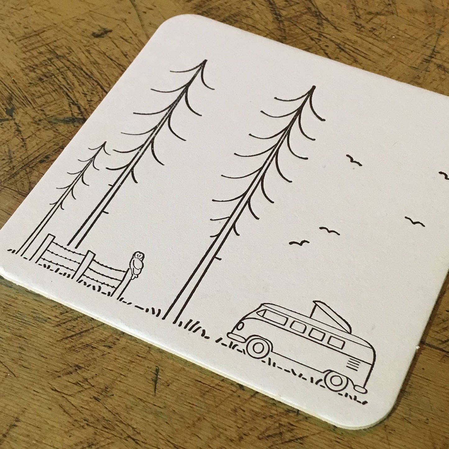 Handcrafted Letterpress Nature Scene Coasters - Set of 6