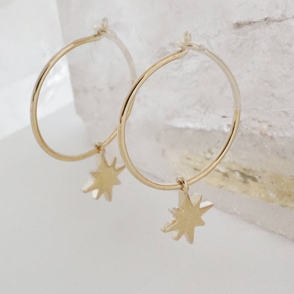 Starburst Gold Hoop Earrings