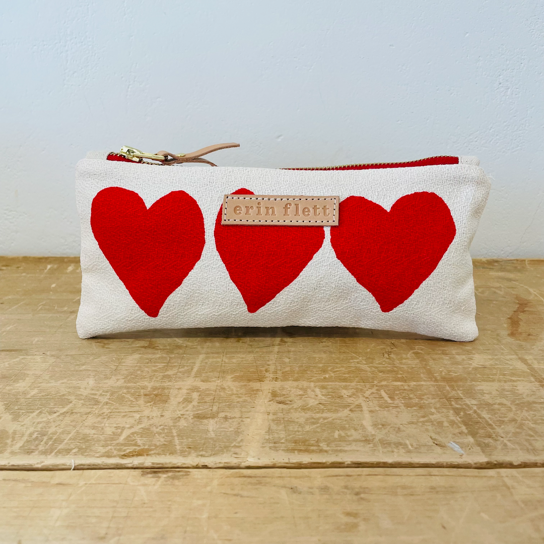 Red Heart Zipper Bag