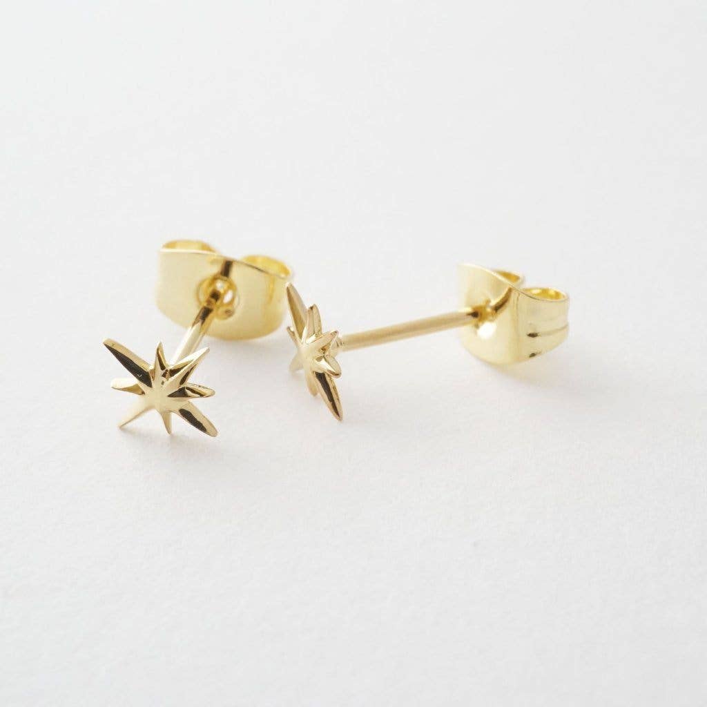 Starburst Gold Stud Earrings