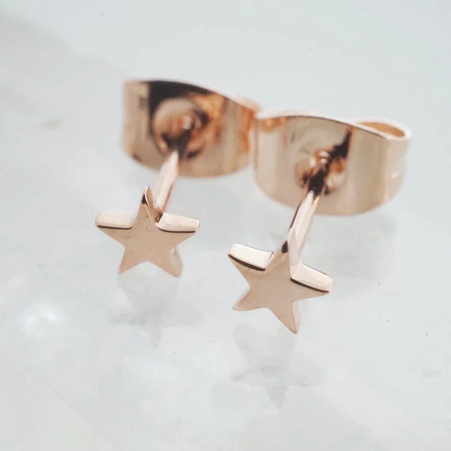 Star Rose Gold Stud Earrings