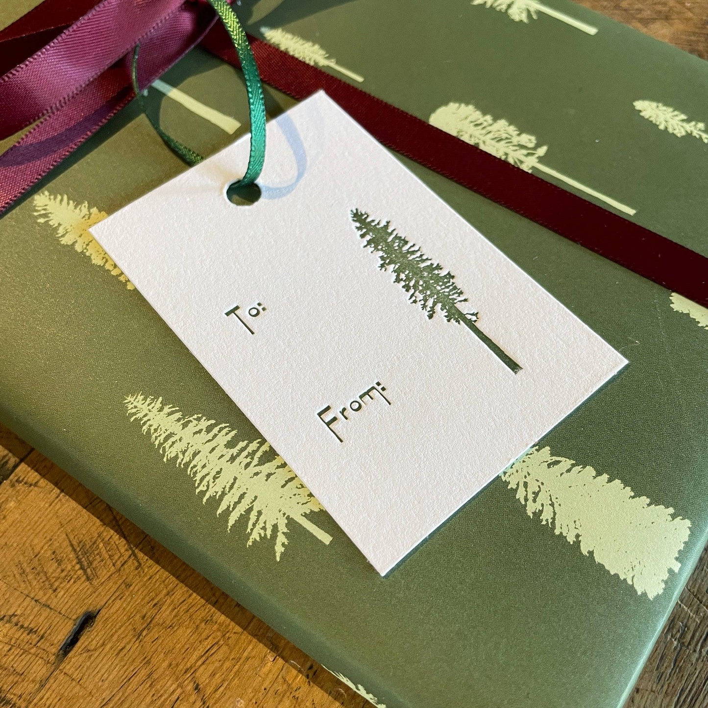 Letterpress Pine Tree Gift Tags - Set of 6