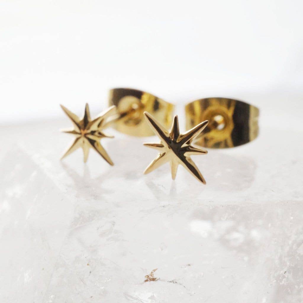 Starburst Gold Stud Earrings