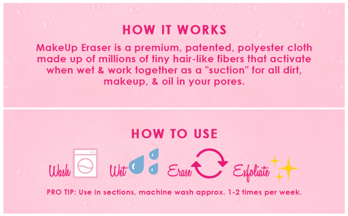 Pink, white or navy MakeUp Eraser (large)