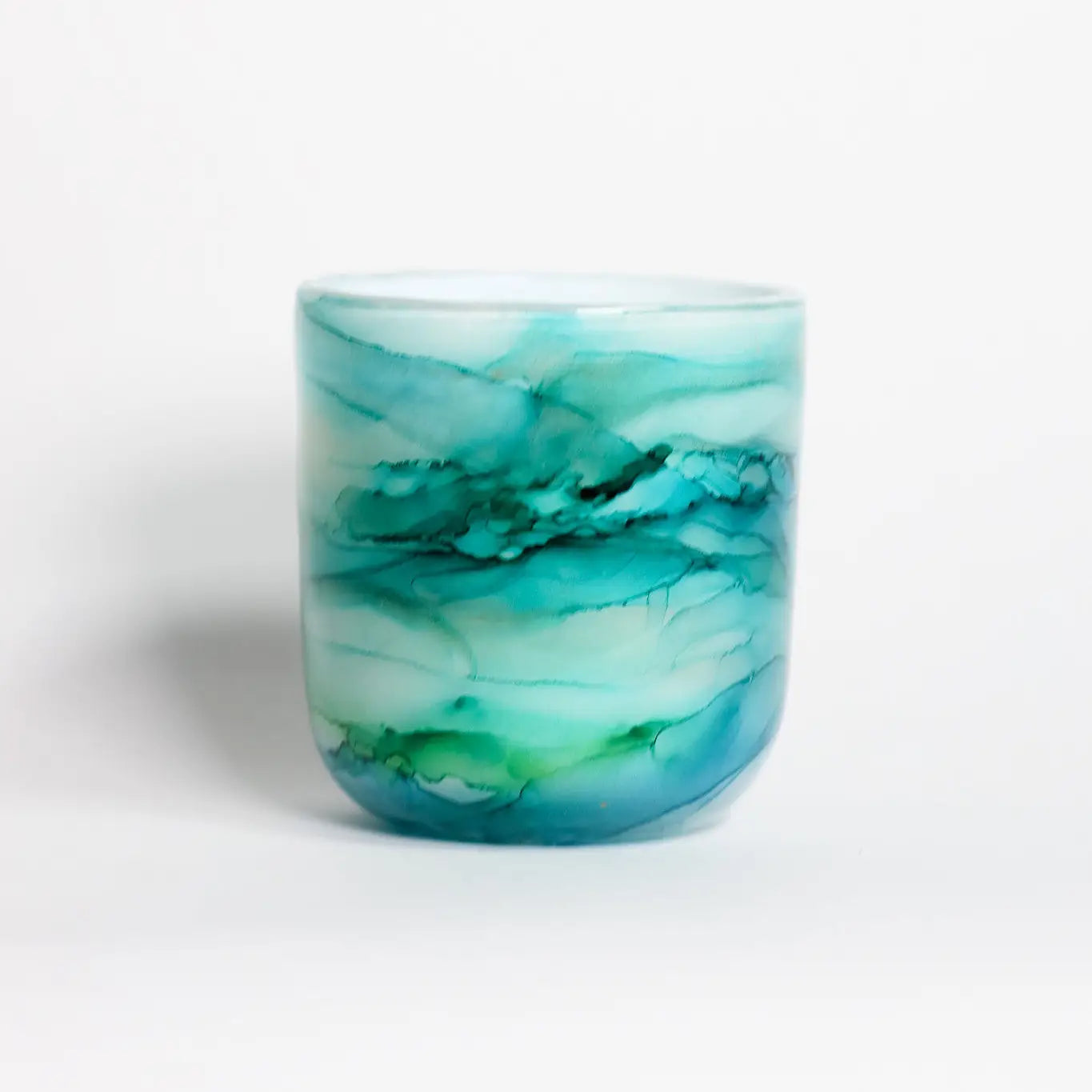 Teal Glass Candle