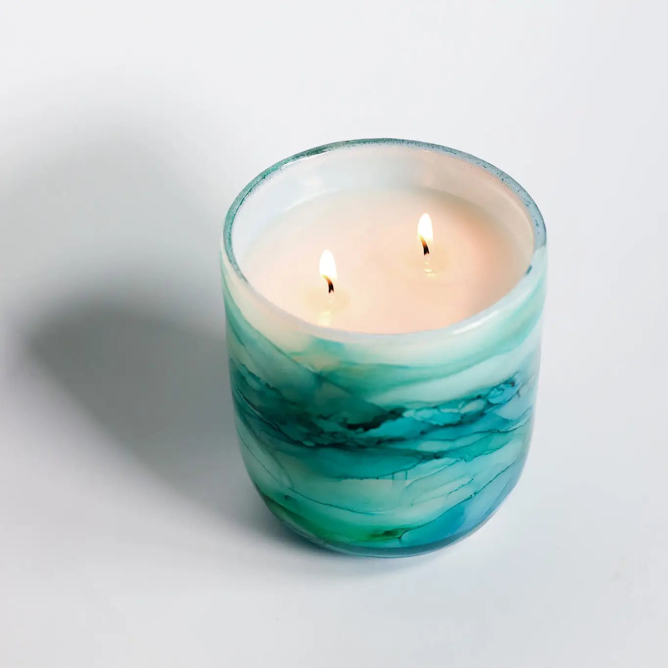 Teal Glass Candle