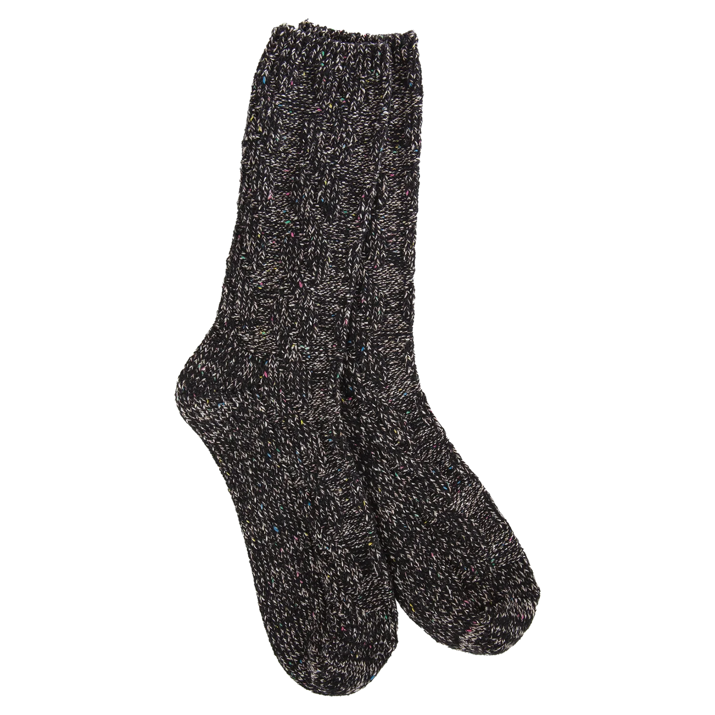 World's Softest Cable-Knit Crew Socks - Black Confetti