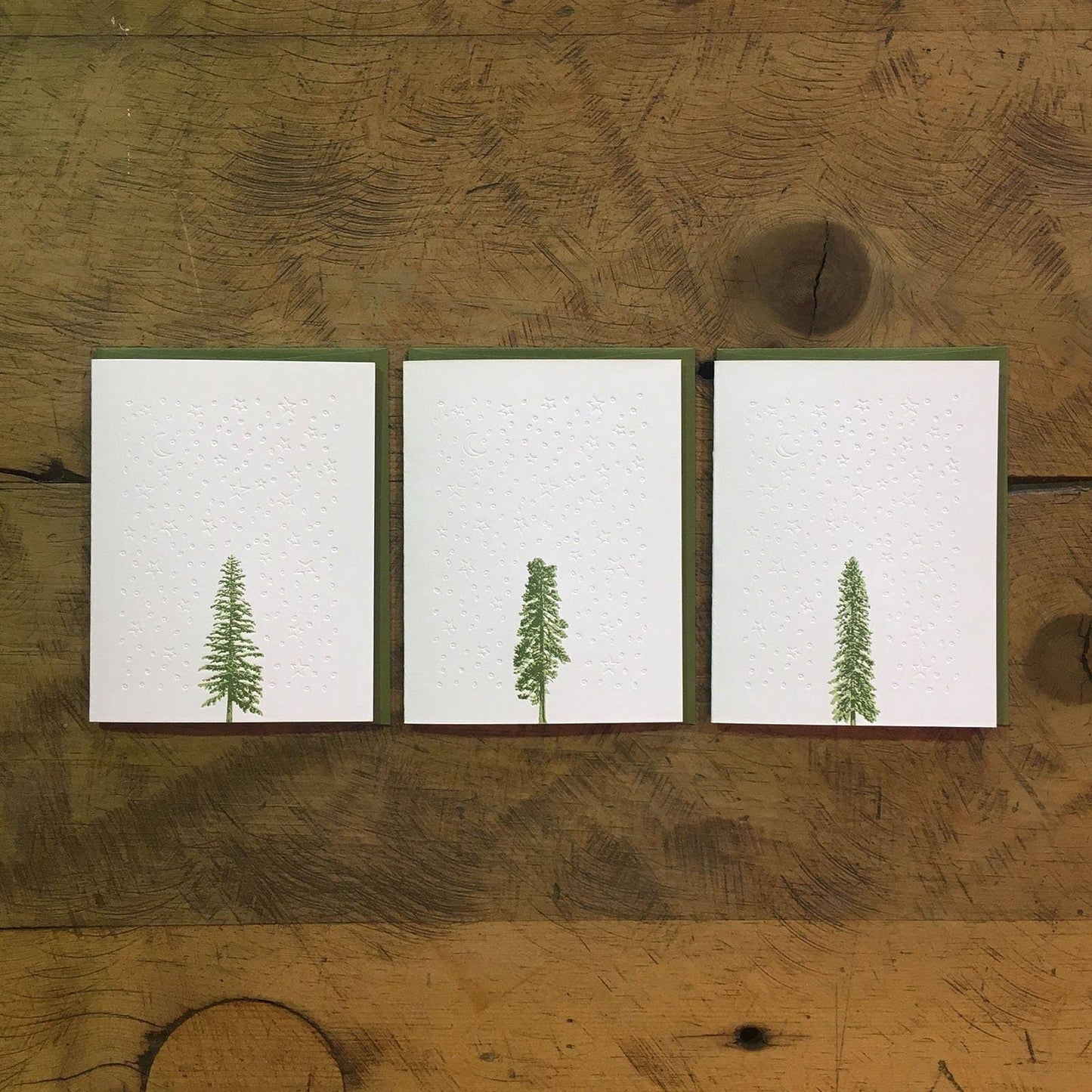 Handcrafted Embossed Tree and Starry Night Notecards - Set of 6