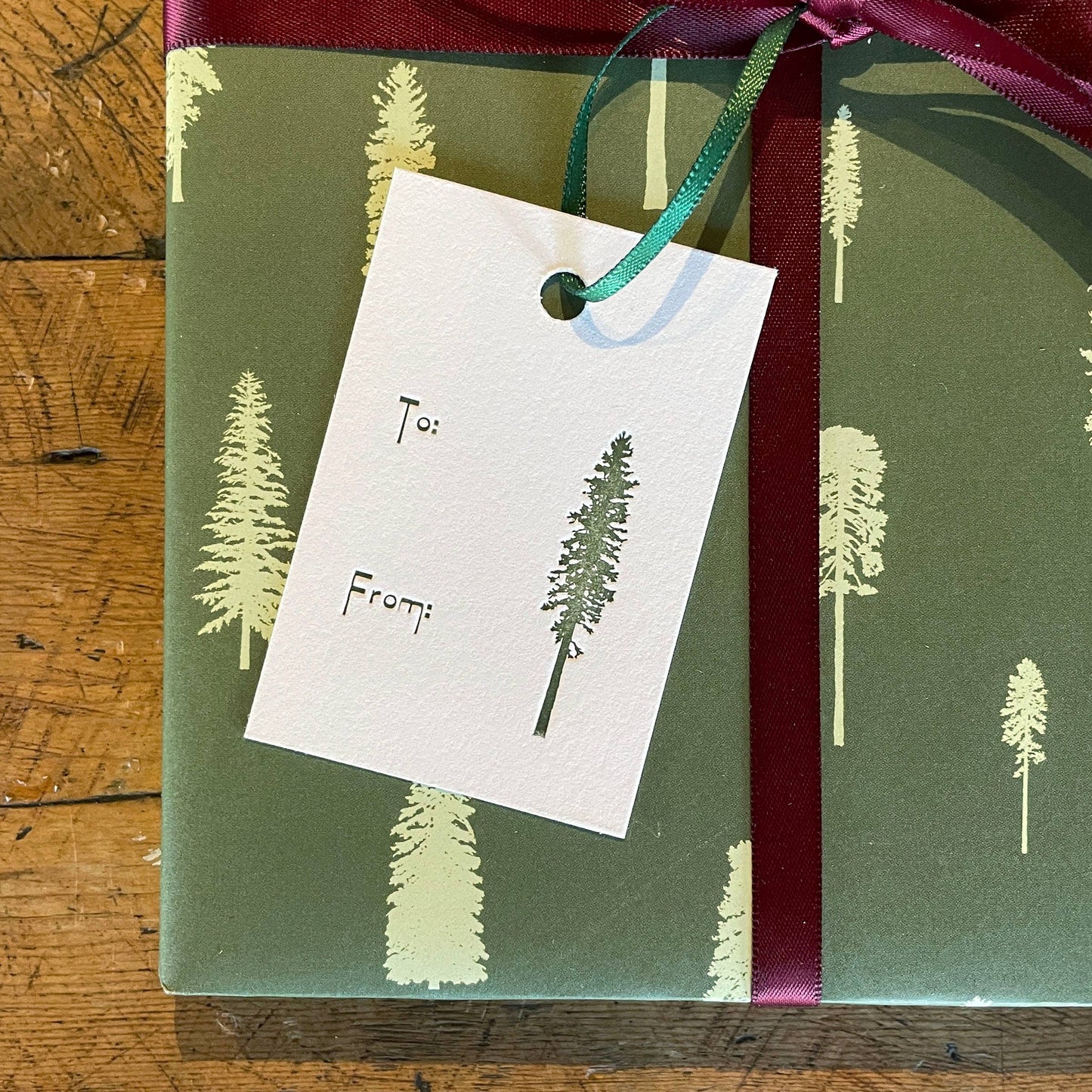 Letterpress Pine Tree Gift Tags - Set of 6