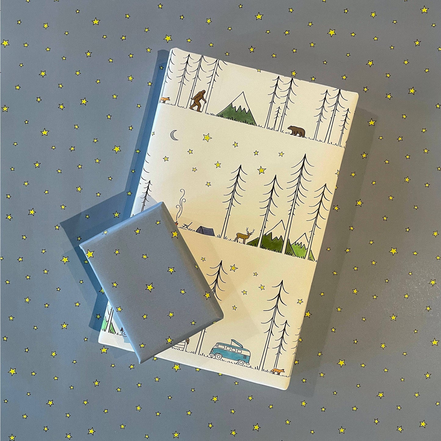 Luxe Winter Forest & Stars Wrapping Paper - Set of 3 sheets