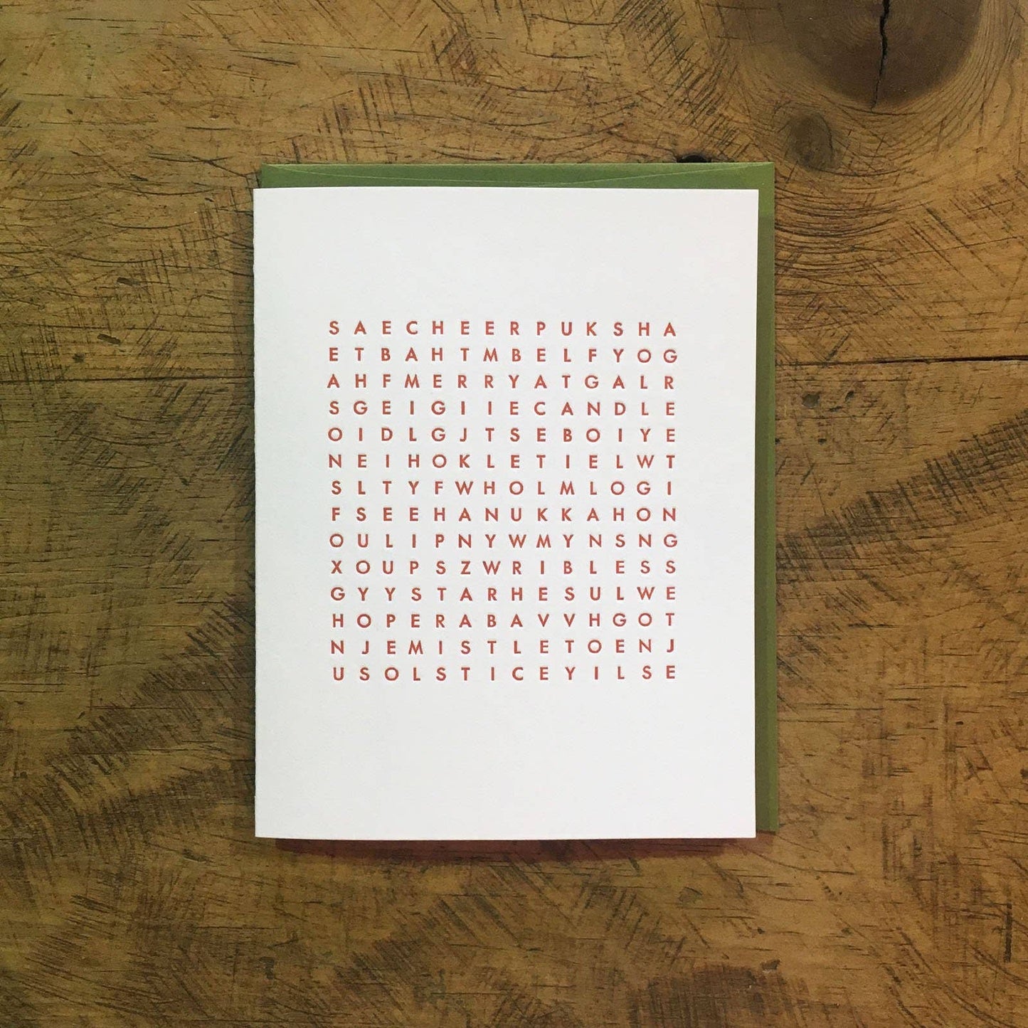 Handcrafted Letterpress Holiday Word Search Notecards - Set of 6